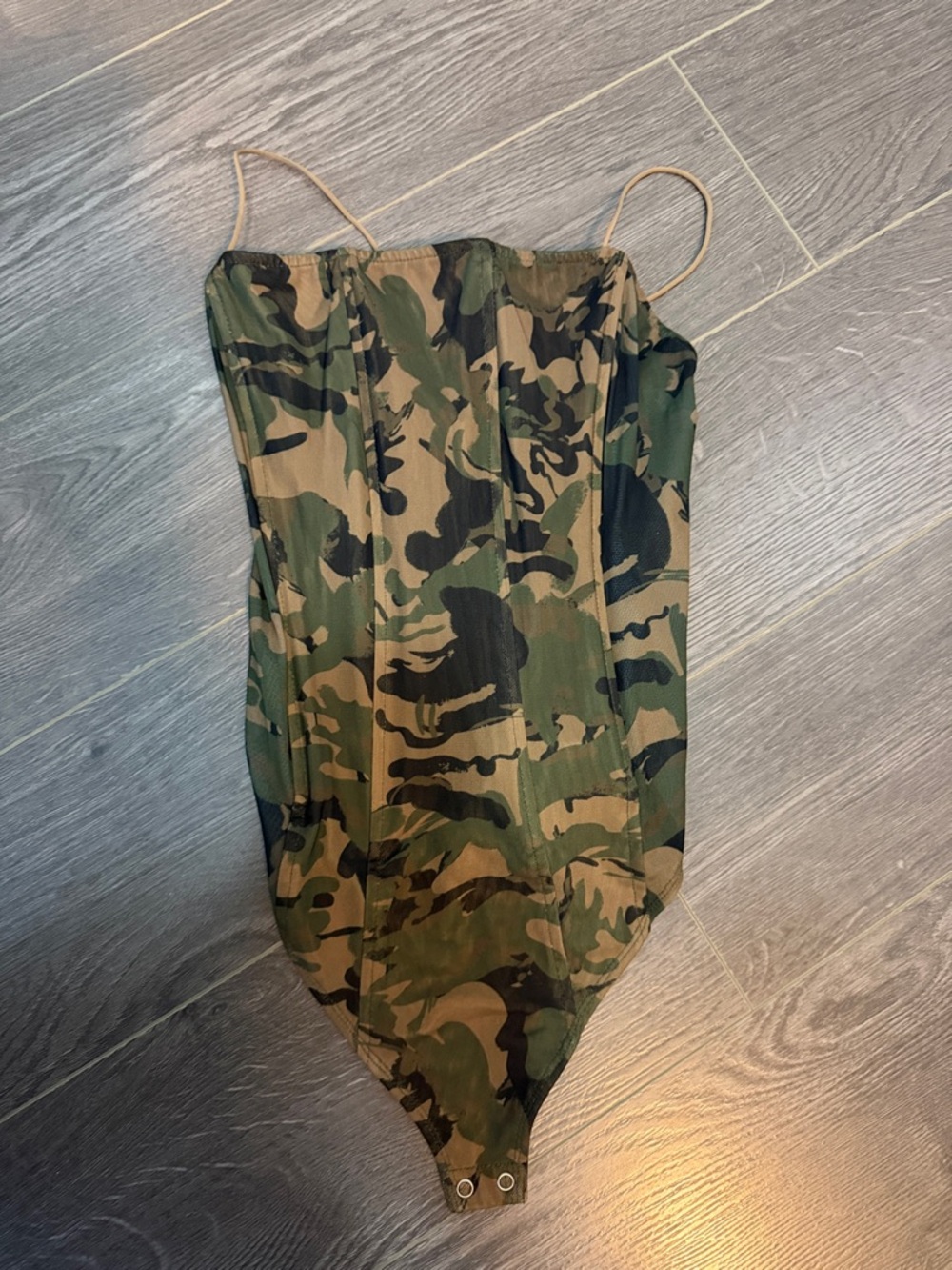 Good American Green Camouflage Kids One-Piece Bodysuit